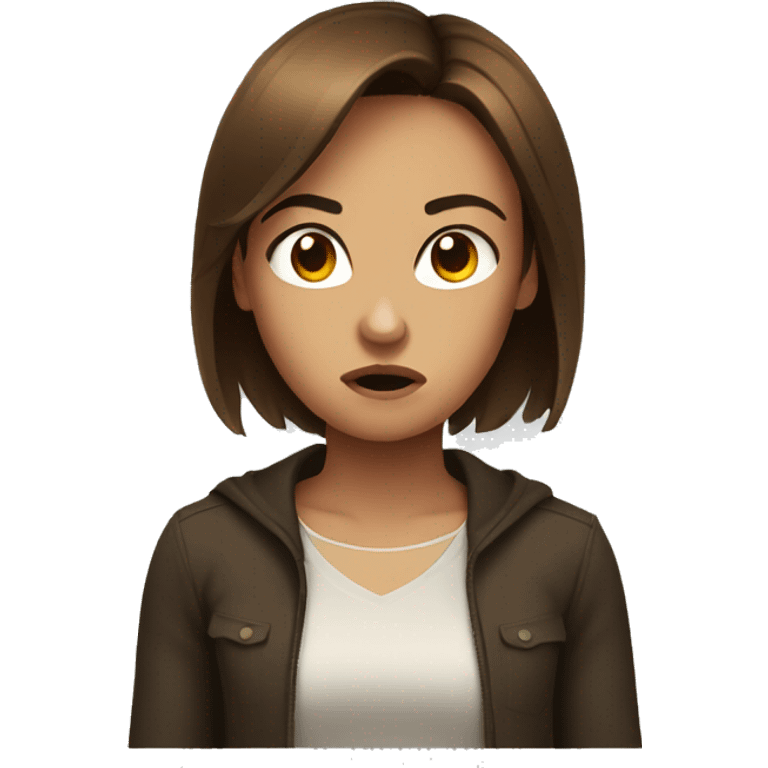 Short girl with brown hair angry  emoji