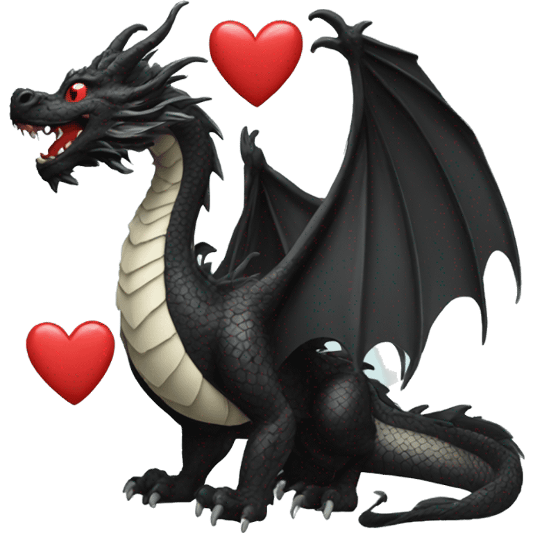 Black Chinese dragon with a heart emoji