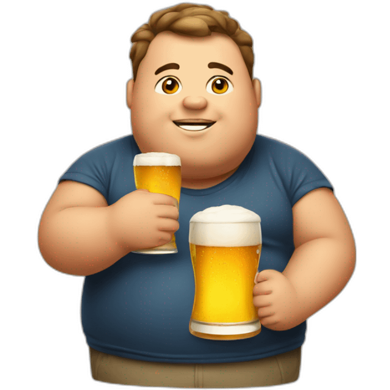 Fat boy with beer emoji