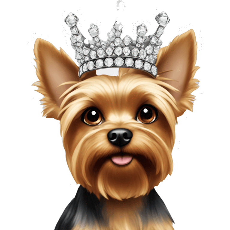 Yorkie's head in a crown of diamonds emoji