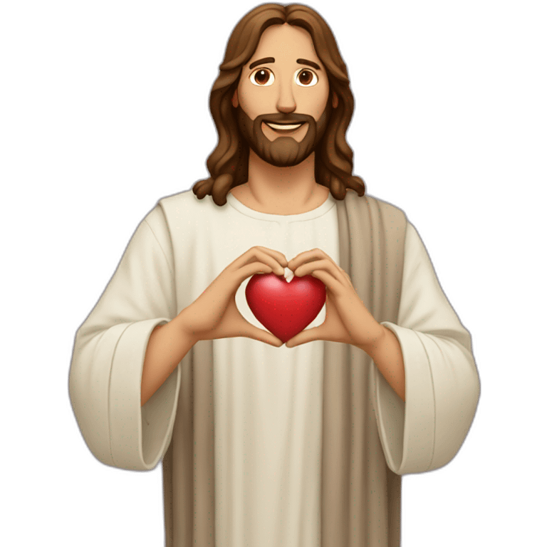 Jesus making heart with hands emoji