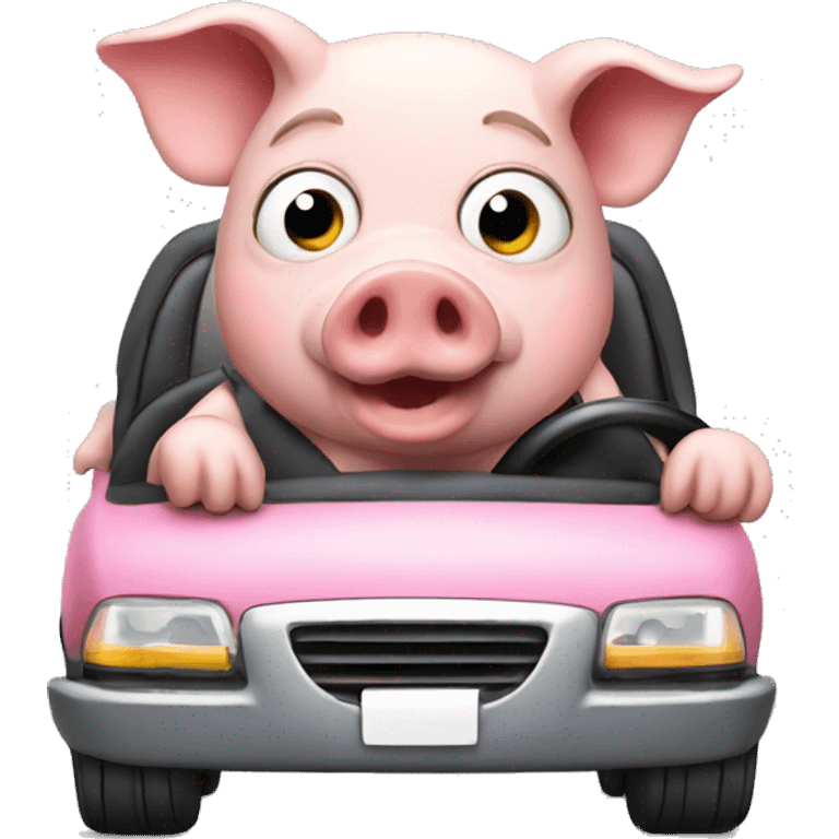 A pig driving a car emoji