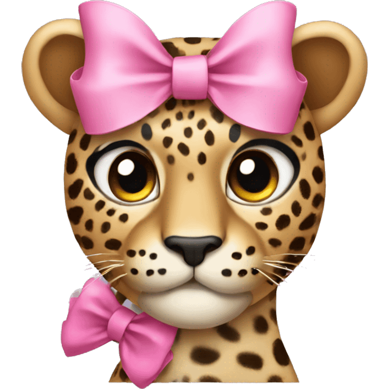 leopard wearing a pink bow emoji