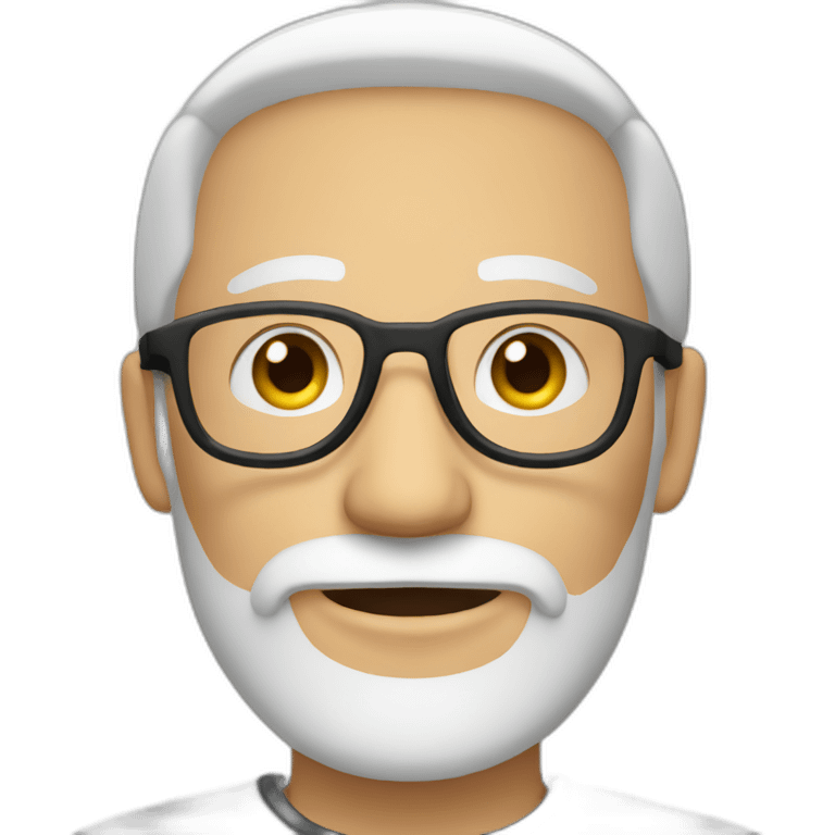 White Bearded man with rounded glasses emoji