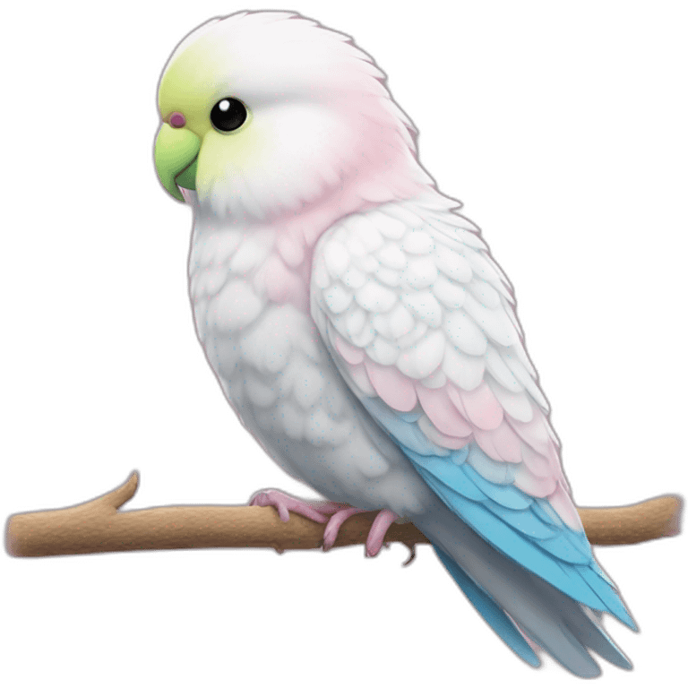 feather white, feet pink budgie emoji