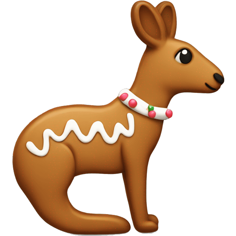 A festive gingerbread cookie in the shape of a kangaroo  emoji