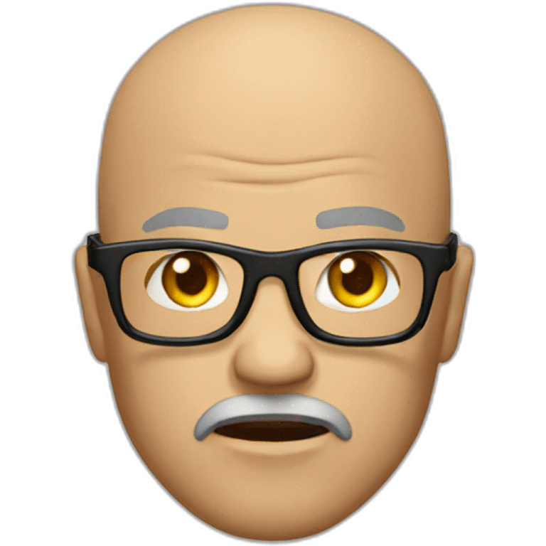 Angry bald man glasses, black leather jacket emoji