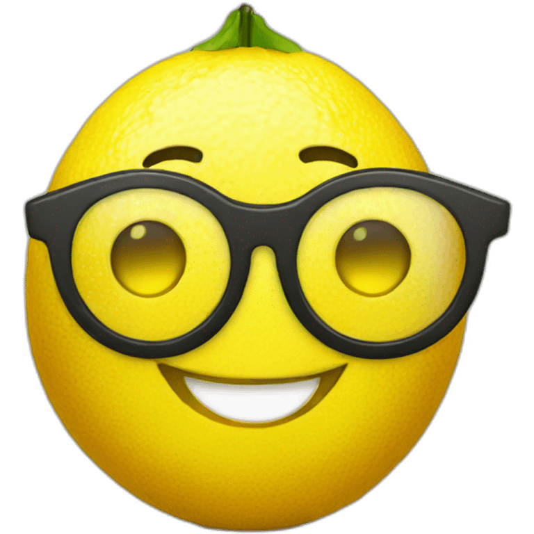 Happy Lemon with nerd glasses emoji