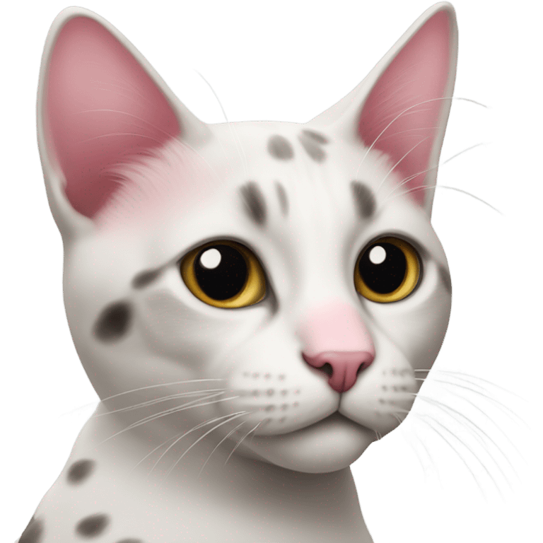 cat with pink nose and black spot on ears emoji