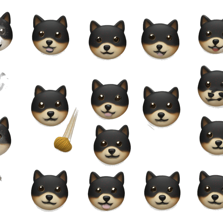 Black Shiba knitting  emoji