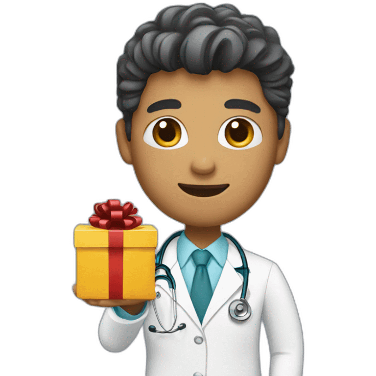 a doctor holding a present emoji