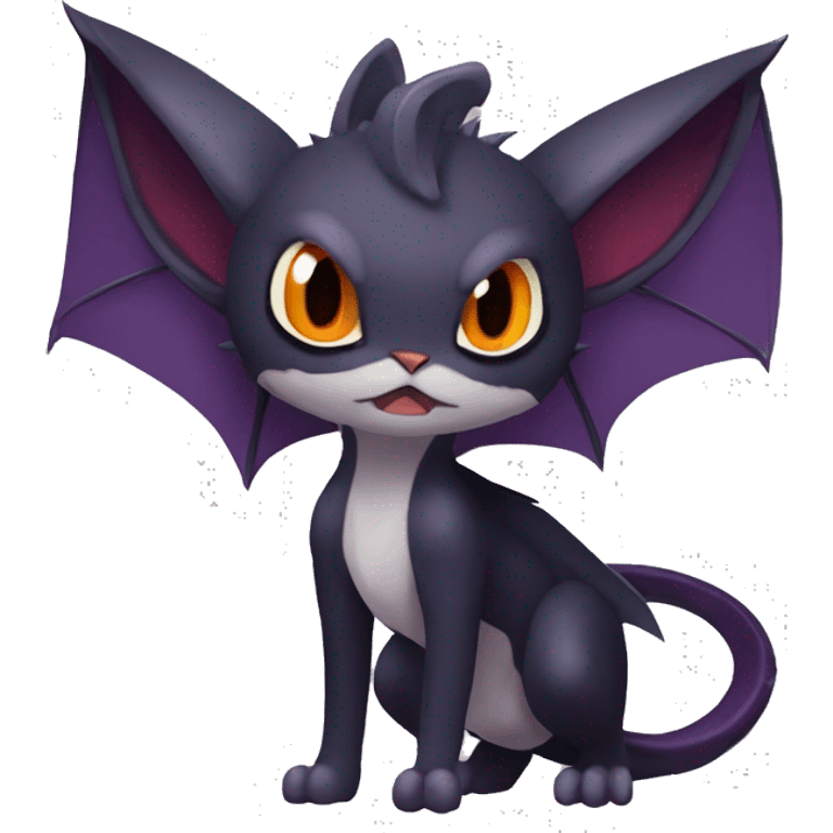  Kawaii Edgy Cool Vampiric Beautiful Noivern-Nargacuga-Litten with big Bat Ears full body emoji