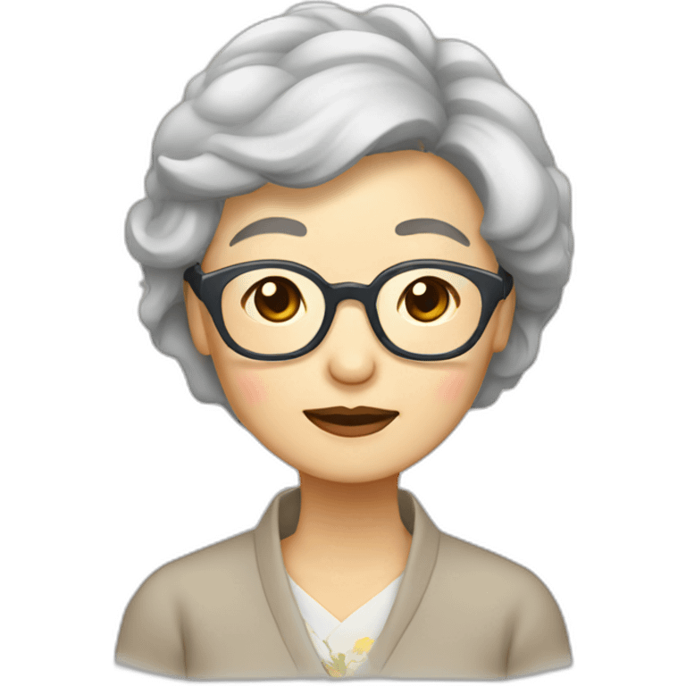 Chinese senior lady wear glasses with sleepylooks emoji