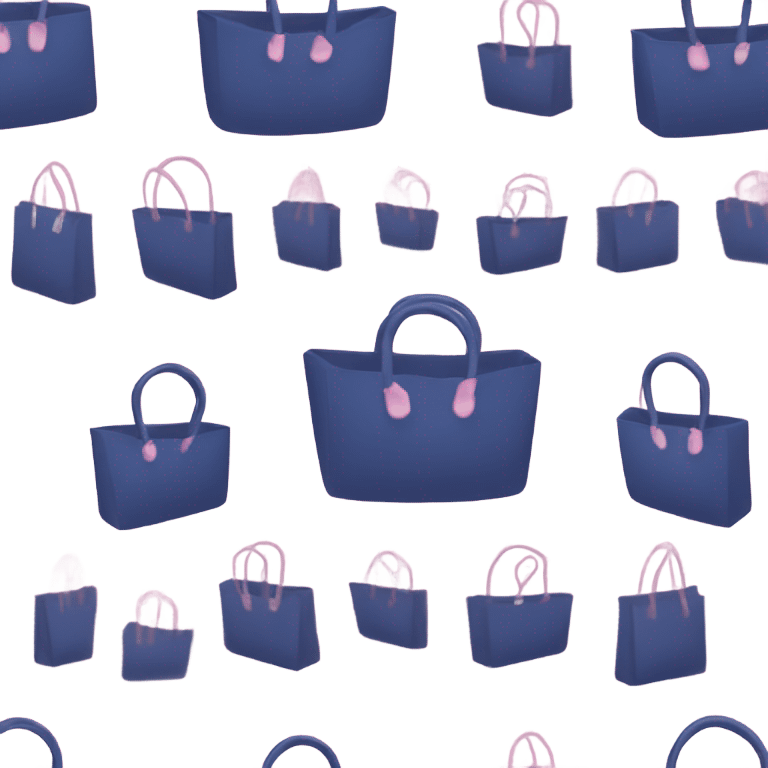 Dark blue little shopping bag inside light pink emoji