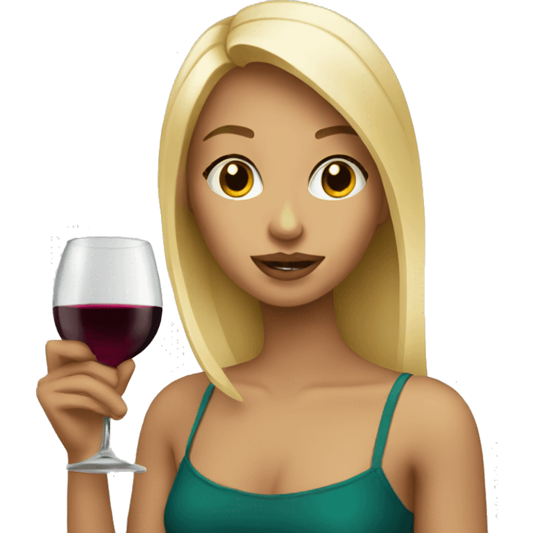 blonde girl sipping wine emoji