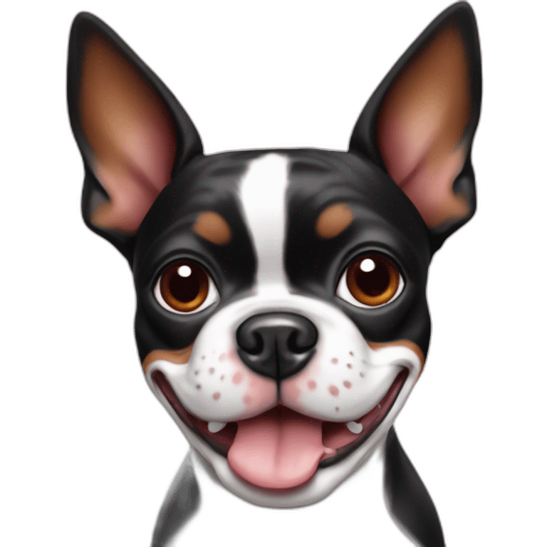 Smiling Red and white Boston terrier emoji