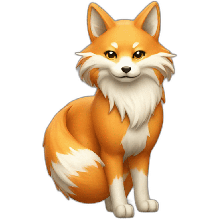 kitsune with 9 big petalshaped tails at back emoji