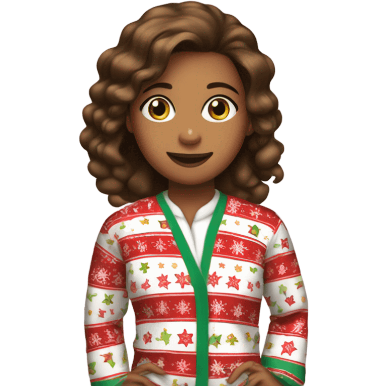 Jewish girl in holiday PJs emoji