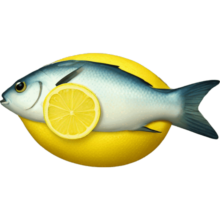 Lemon on fish emoji