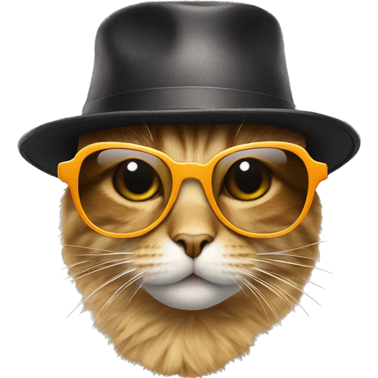 Cat with sunglasses and funny hat emoji