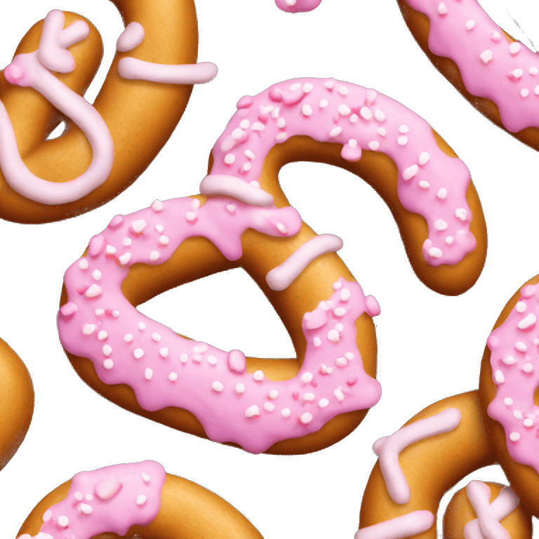 White pretzel with pink sprinkles emoji