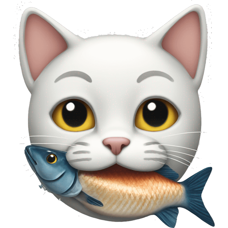 Cat eating a fish. emoji