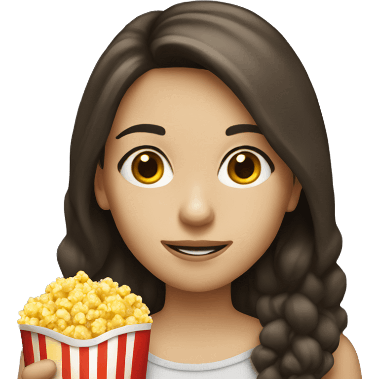 brunette girl eat popocorn emoji