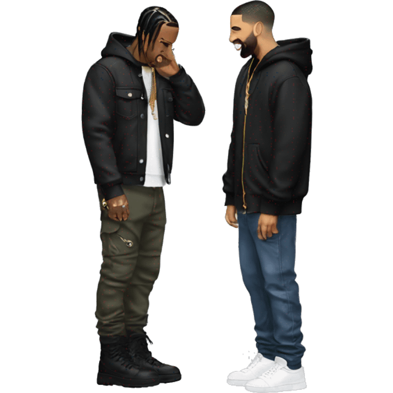 Travis Scott giving clothes to drake emoji