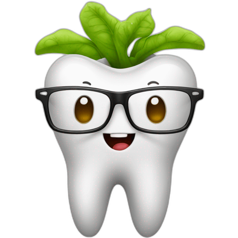 Premolar tooth wit eyeglasses and caries in root emoji