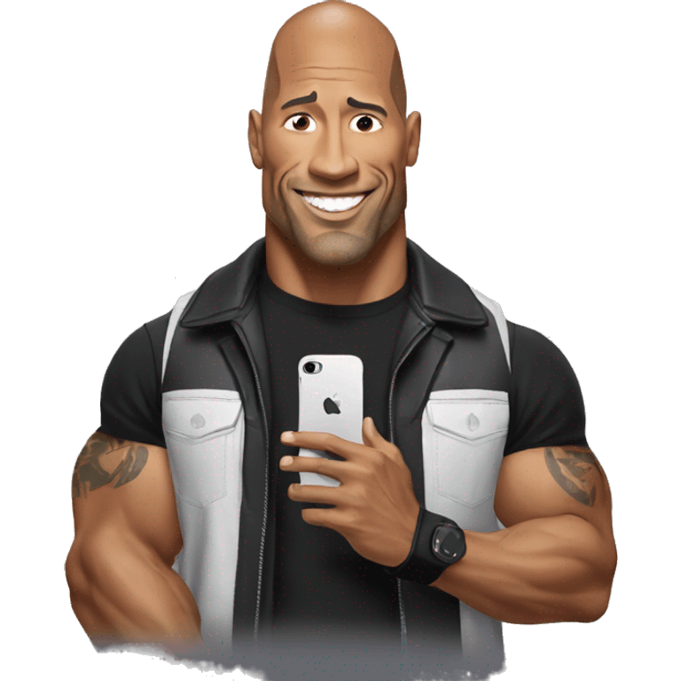 the rock holding an iphone emoji