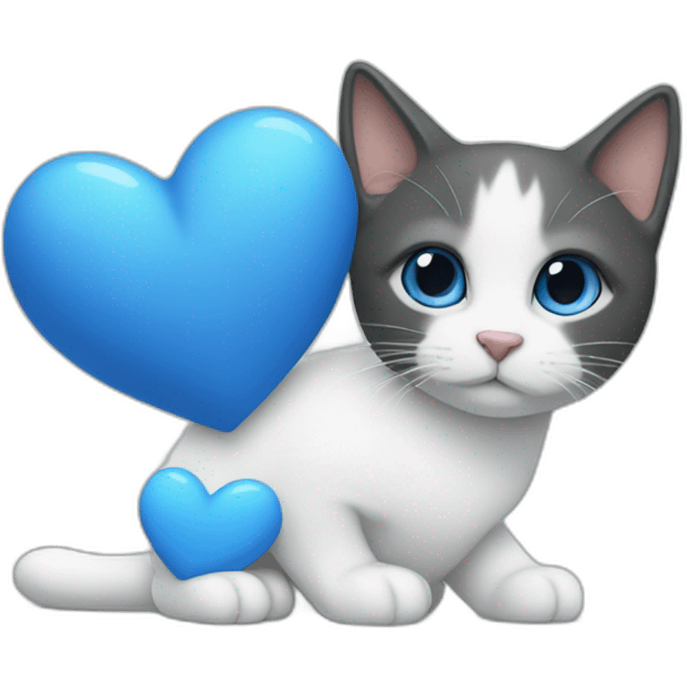 blue love, white love, cat, love emoji