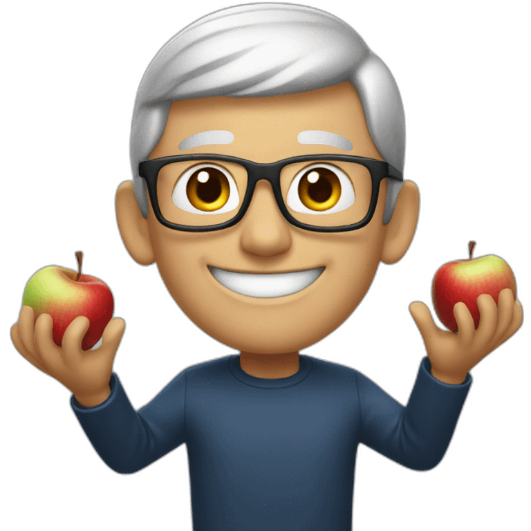 Tim Cook celebrating with apple emoji