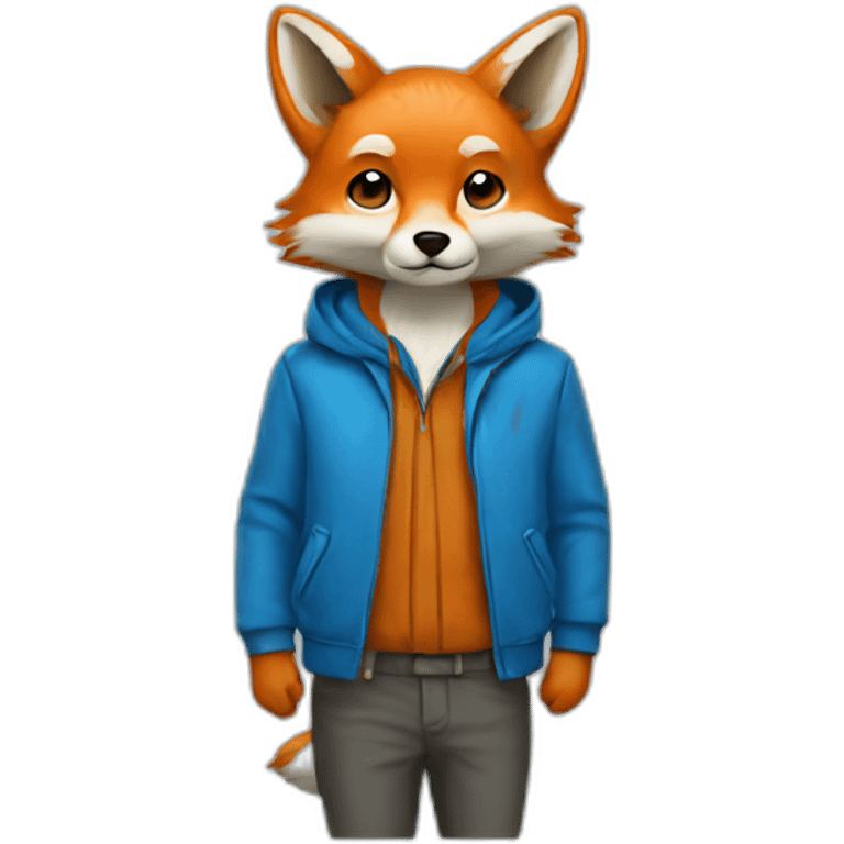 Fox wearing a blue jacket emoji