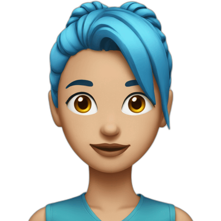 Girl with blue hair tied in a high ponytail emoji