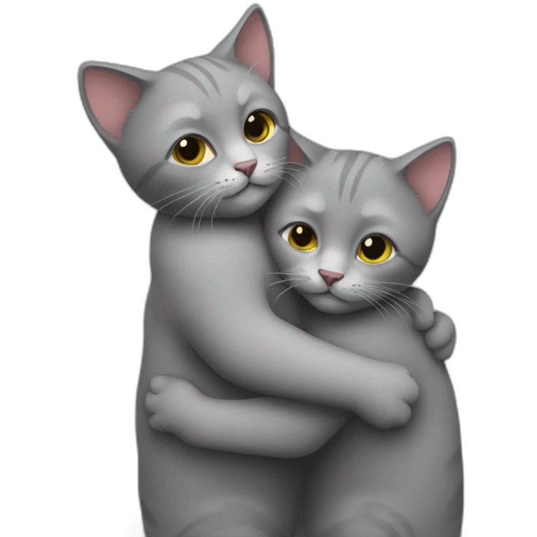 2 grey cats hug emoji