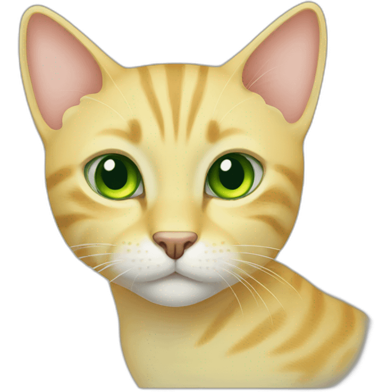 yellow shorthair cat with green eyes emoji