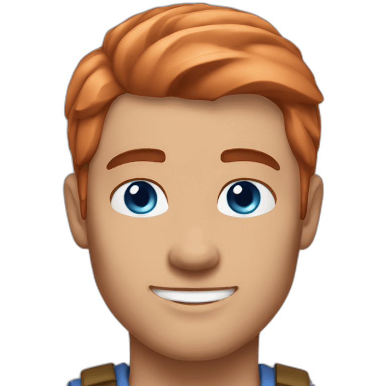 Outdoors man blue eyes slick copper hair clean shaven emoji