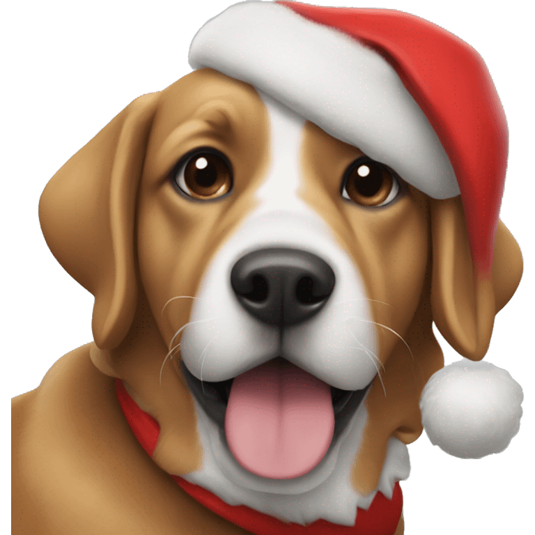 Dog wearing santa claus custome emoji