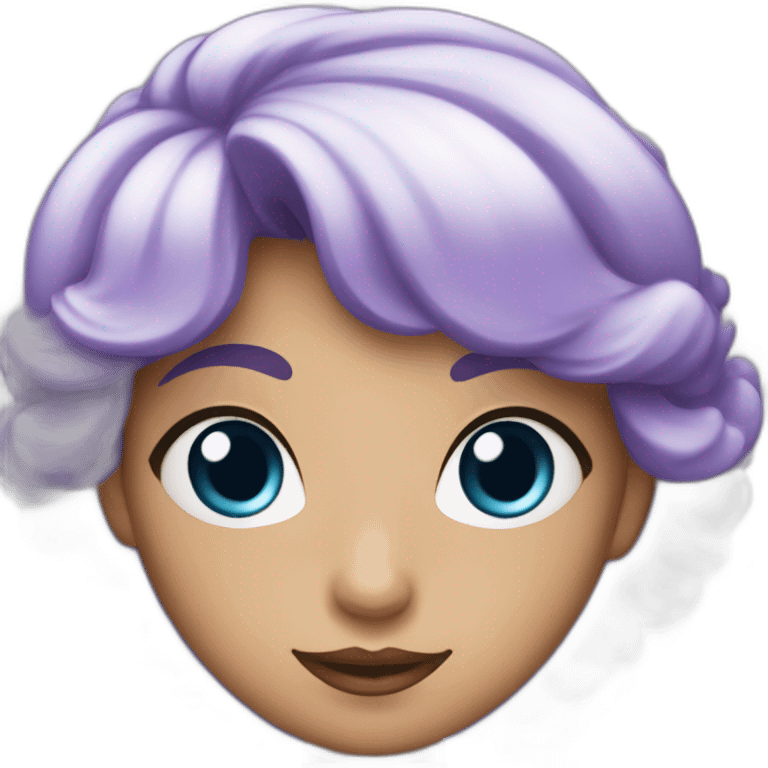 Fille aux yeux violets et aux cheveux bleus emoji