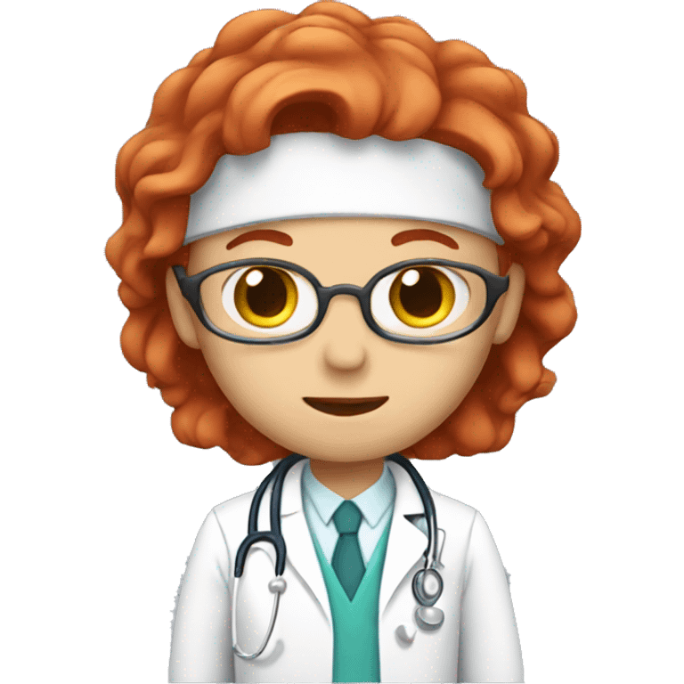 doctor with red hair, medicine emoji