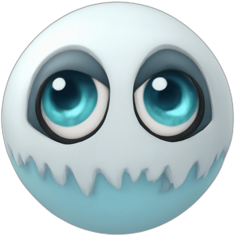 3d sphere with a cartoon courageous snow Ravager skin texture with beautiful eyes emoji