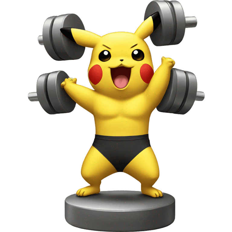 Pikachu cheering a bodybuilder weight lifting   emoji