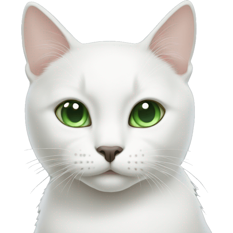 White cat dark spots green eyes emoji