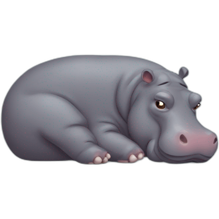 Tired hippo emoji