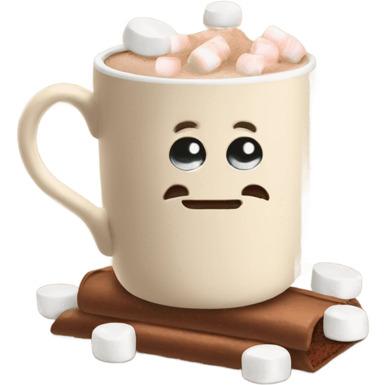 Light beige mug of hot chocolate with marshmallows  emoji