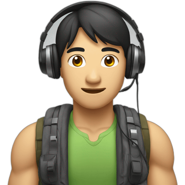 Asian male gamer with headphones emoji