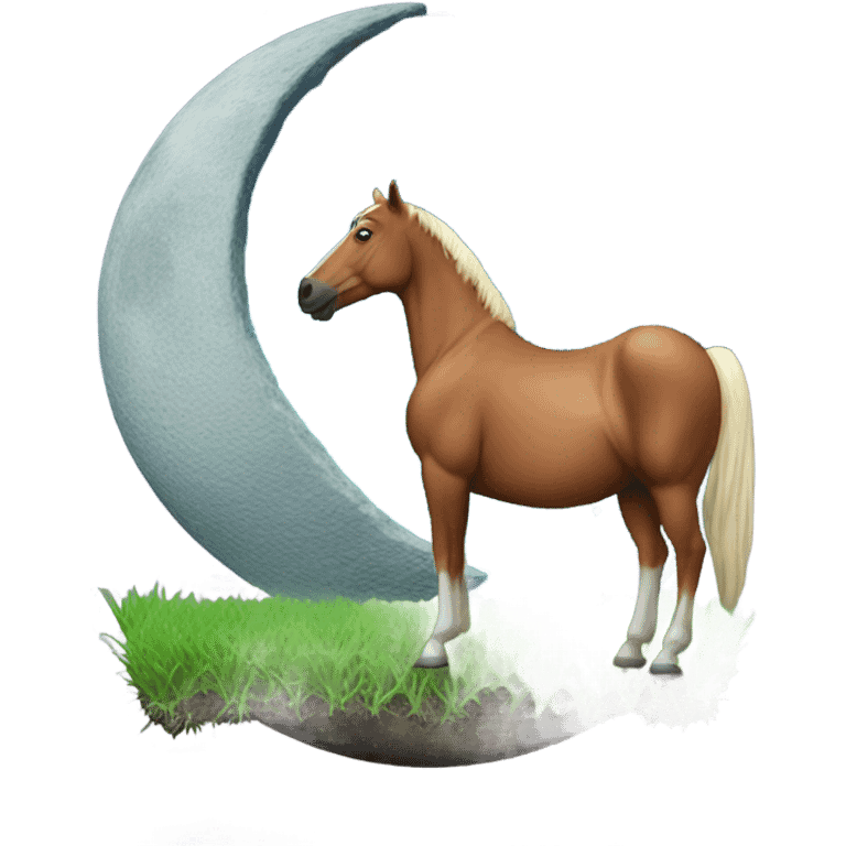 Horse eating grass on the moon emoji