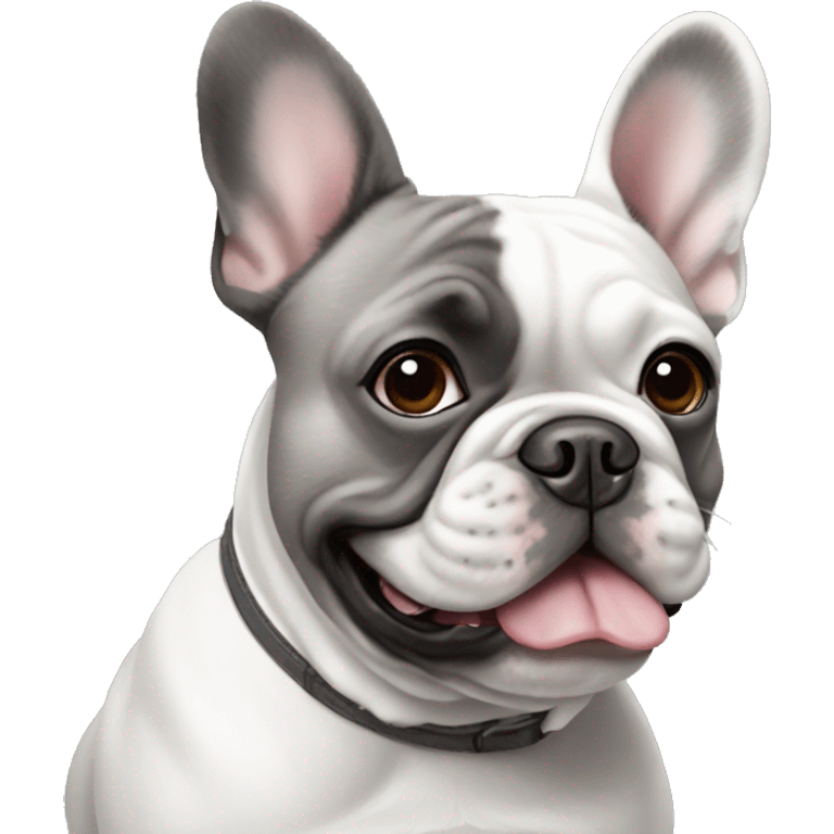 Grey and white French bulldog emoji