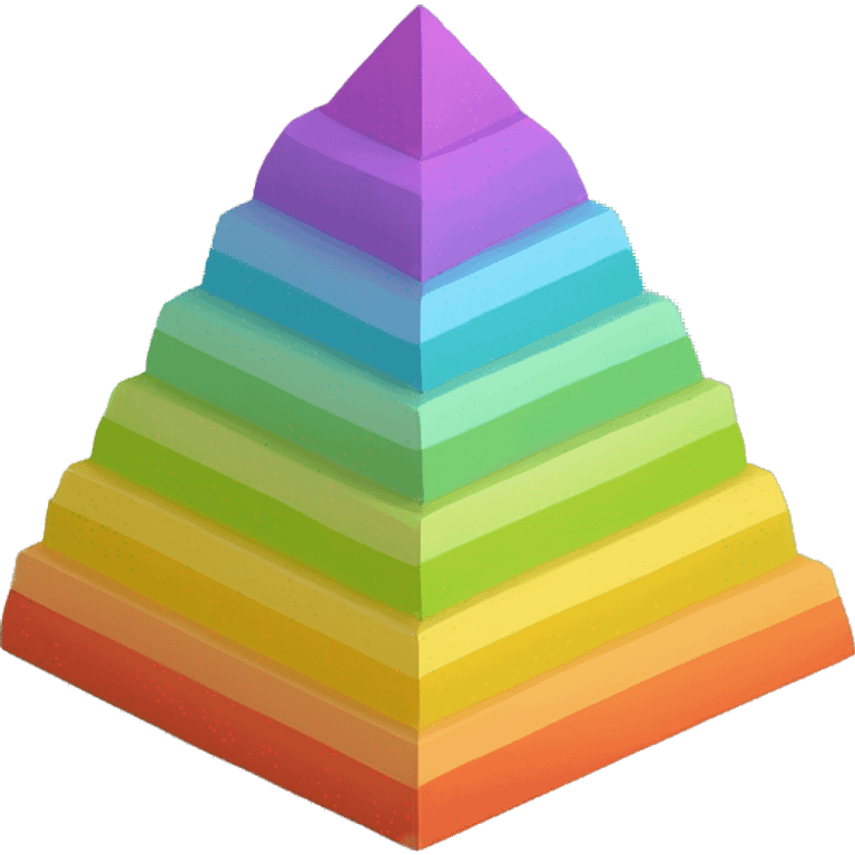 maslow pyramid in 3d isometric, colored emoji