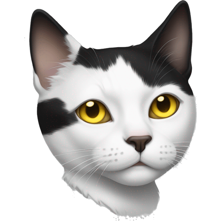 Black white cat with yellow eyes and patch over one eye emoji